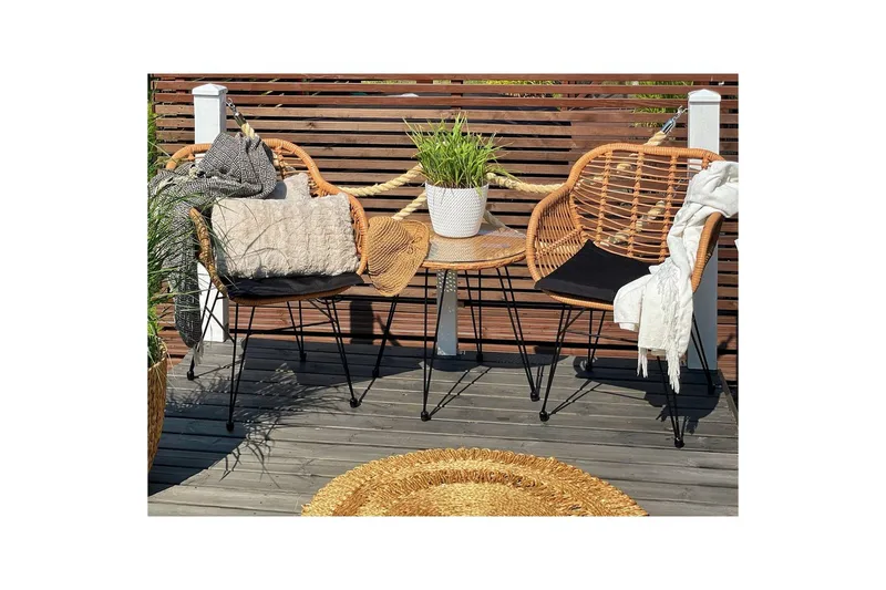 Cafeset Beliani Tropea II Natural - Havemøbler - Balkon - Balkonmøbler - Altansæt