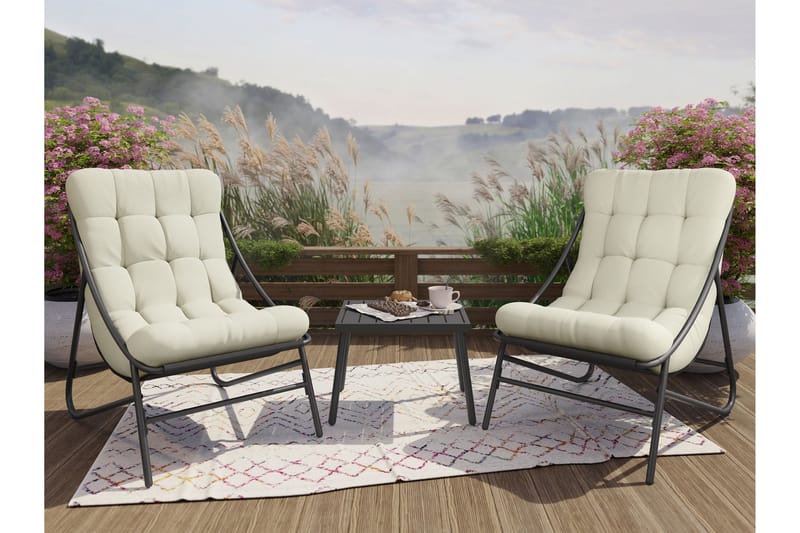 Cedarwick Cafésæt Udendørs - Beige - Havemøbler - Balkon - Balkonmøbler - Altansæt
