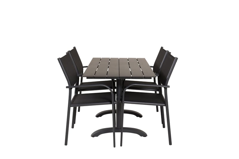 Denver Spisebordssæt 120 cm + 4 Santorini Armstole Sort - Venture Home - Havemøbler - Balkon - Balkonmøbler - Altansæt