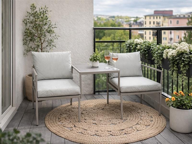 Duosæt Hillerstorp Linnea - Sand - Havemøbler - Balkon - Balkonmøbler - Altansæt