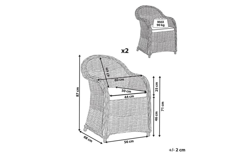 Fåtölj Beliani Susua Ii set om 2 Ljusbeige - Havemøbler - Balkon - Balkonmøbler - Altanstole