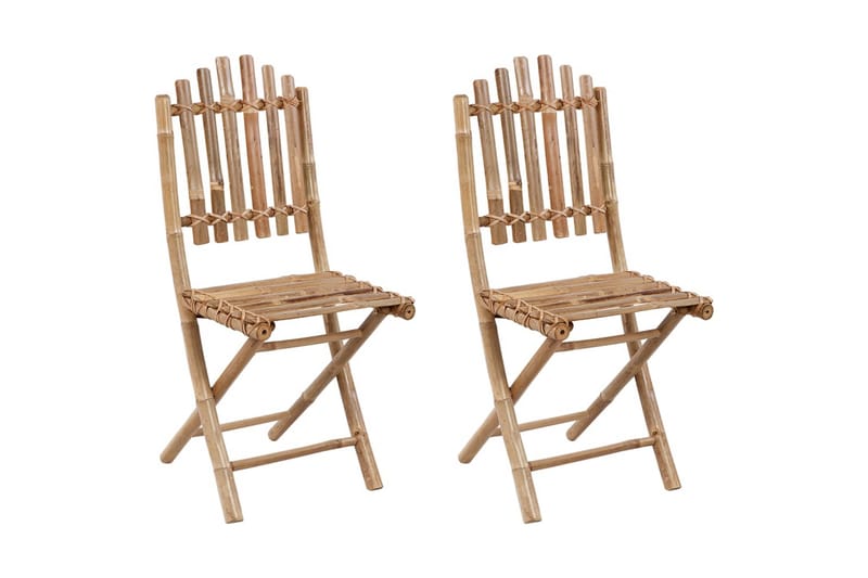 Foldbare Havestole 2 Stk. Med Hynder Bambus - Brun - Havemøbler - Balkon - Balkonmøbler - Altanstole