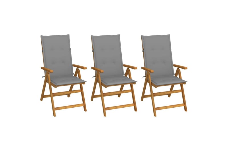 foldbare havestole 3 stk. med hynder massivt akacietræ - Brun - Havemøbler - Balkon - Balkonmøbler - Altanstole