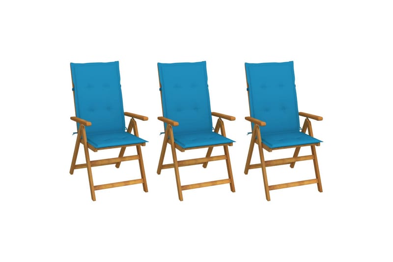foldbare havestole 3 stk. med hynder massivt akacietræ - Brun - Spisebordsstole udendørs - Altanstole