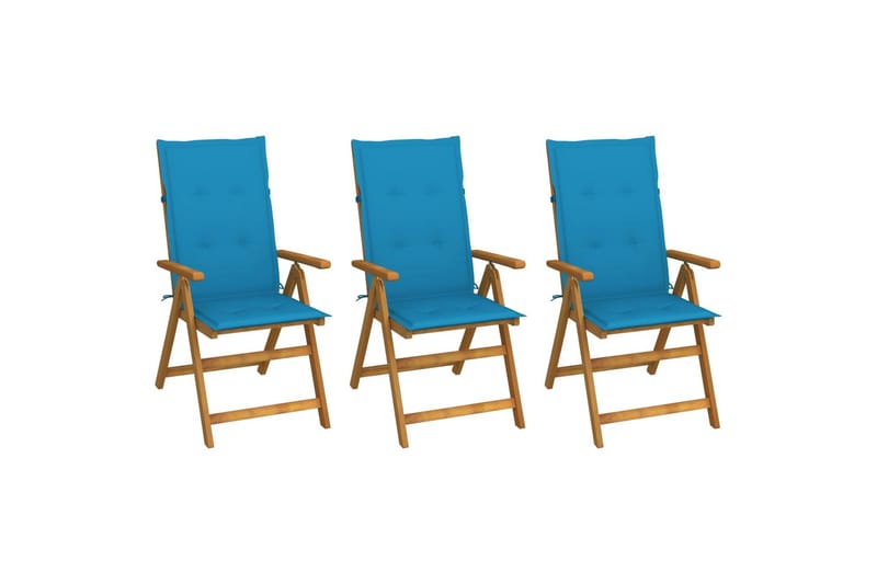 foldbare havestole 3 stk. med hynder massivt akacietræ - Brun - Havemøbler - Balkon - Balkonmøbler - Altanstole