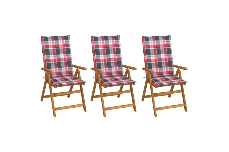 foldbare havestole 3 stk. med hynder massivt akacietræ - Brun - Havemøbler - Balkon - Balkonmøbler - Altanstole
