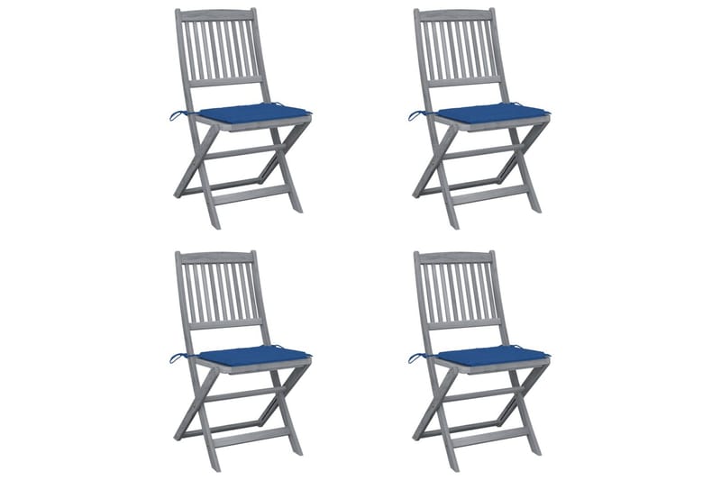 foldbare havestole 4 stk. med hynder massivt akacietræ - Havemøbler - Balkon - Balkonmøbler - Altanstole