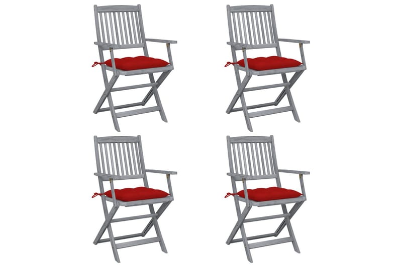 Foldbare Havestole 4 Stk. Med Hynder massivt Akacietræ - Havemøbler - Balkon - Balkonmøbler - Altanstole