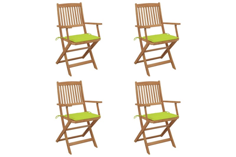 Foldbare Havestole 4 Stk. Med Hynder massivt Akacietræ - Havemøbler - Balkon - Balkonmøbler - Altanstole