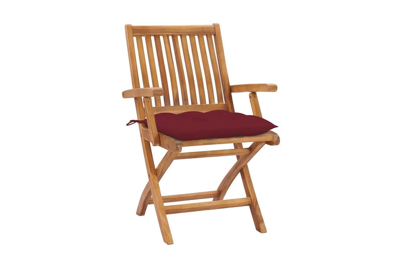 foldbare havestole 4 stk. med hynder massivt teaktræ - Brun - Spisebordsstole udendørs - Altanstole