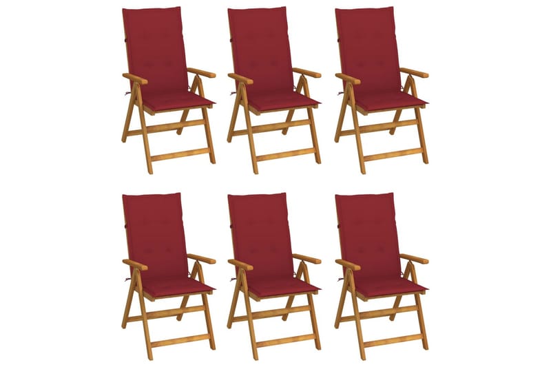 foldbare havestole 6 stk. med hynder massivt akacietræ - Brun - Havemøbler - Balkon - Balkonmøbler - Altanstole
