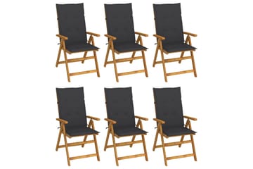 foldbare havestole 6 stk. med hynder massivt akacietræ - Brun - Havemøbler - Balkon - Balkonmøbler - Altanstole
