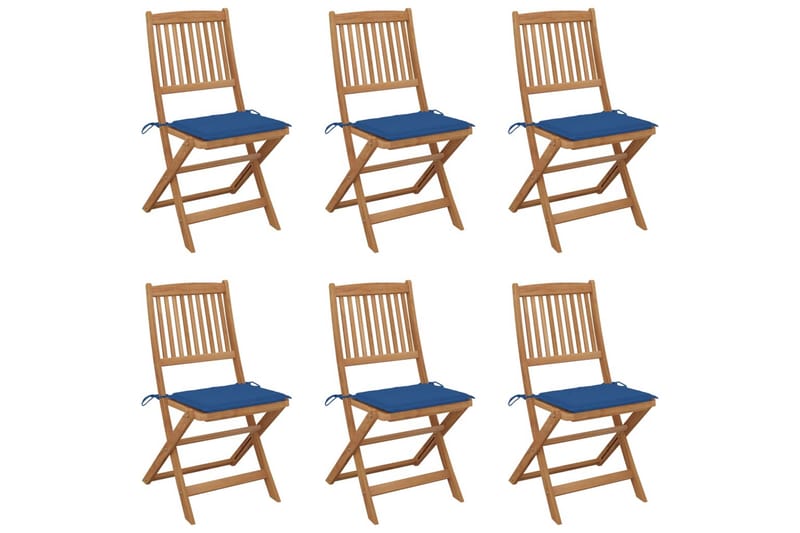 foldbare havestole 6 stk. med hynder massivt akacietræ - Brun - Havemøbler - Balkon - Balkonmøbler - Altanstole