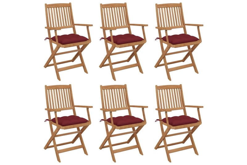 foldbare havestole 6 stk. med hynder massivt akacietræ - Brun - Havemøbler - Balkon - Balkonmøbler - Altanstole