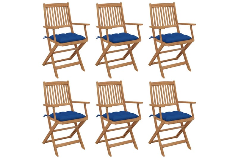 foldbare havestole 6 stk. med hynder massivt akacietræ - Brun - Havemøbler - Balkon - Balkonmøbler - Altanstole