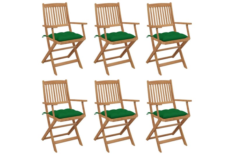 foldbare havestole 6 stk. med hynder massivt akacietræ - Brun - Havemøbler - Balkon - Balkonmøbler - Altanstole
