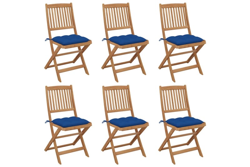 foldbare havestole 6 stk. med hynder massivt akacietræ - Brun - Havemøbler - Balkon - Balkonmøbler - Altanstole