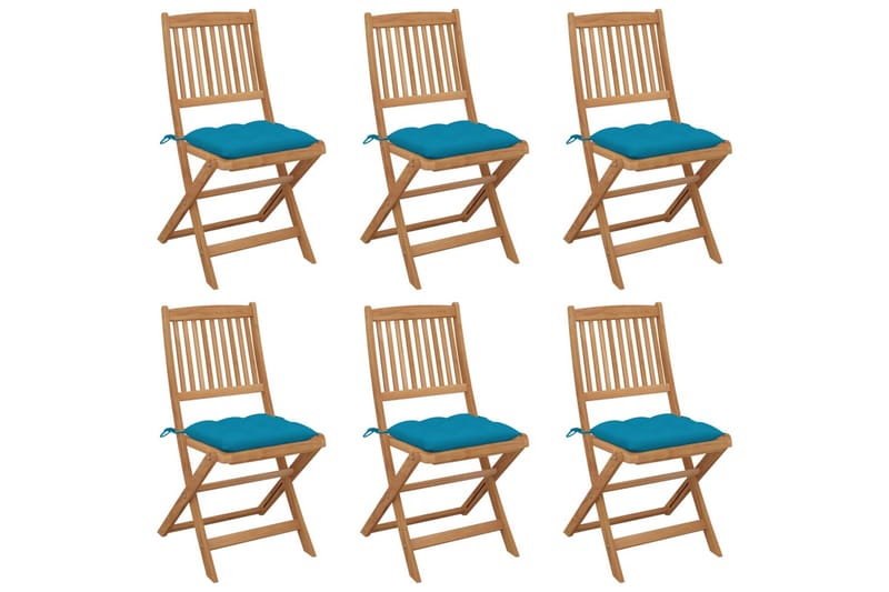 foldbare havestole 6 stk. med hynder massivt akacietræ - Brun - Havemøbler - Balkon - Balkonmøbler - Altanstole