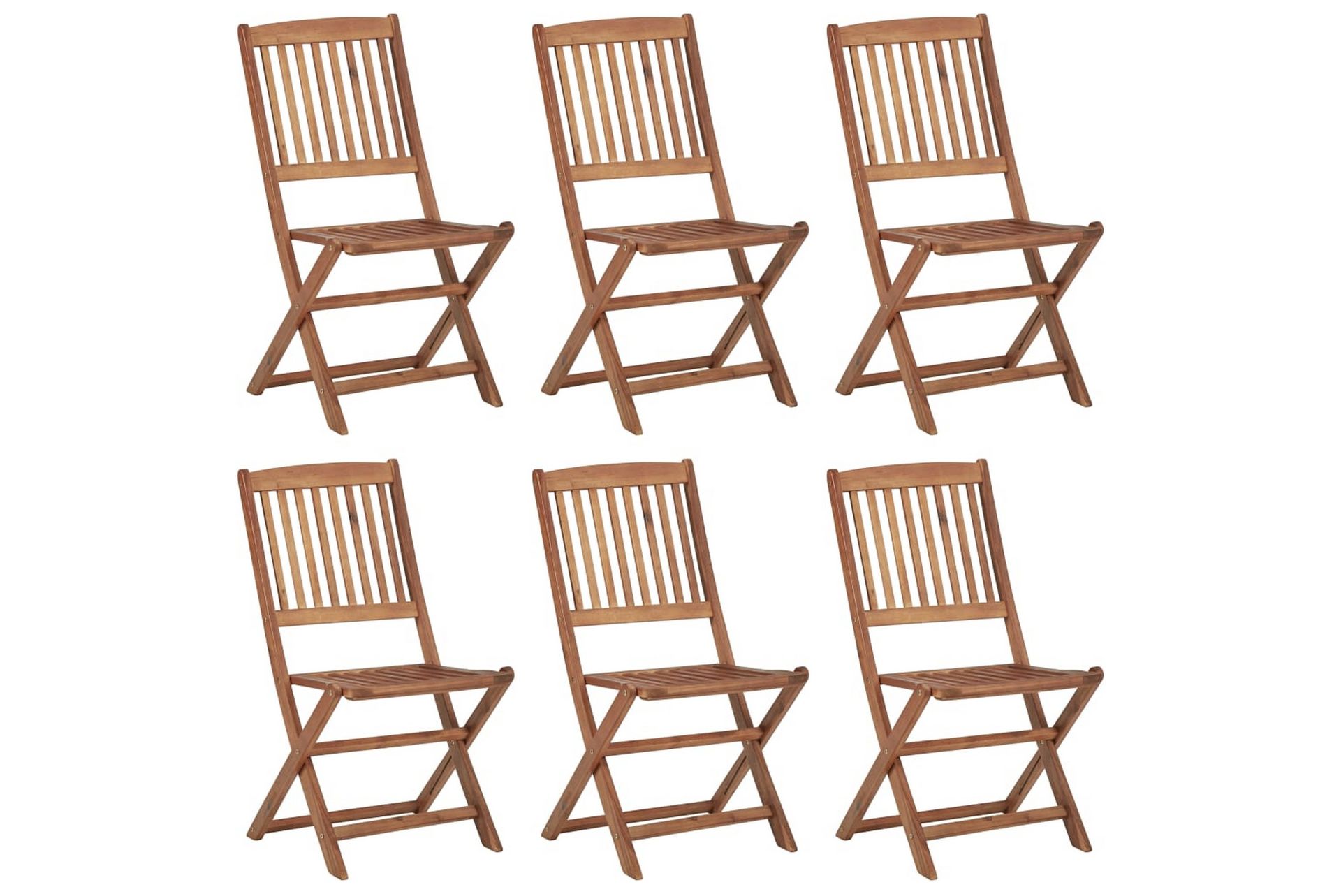 foldbare havestole 6 stk. med hynder massivt akacietræ - Brun - Havemøbler - Balkon - Balkonmøbler - Altanstole