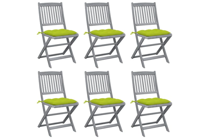 Foldbare Havestole 6 Stk. Med Hynder massivt Akacietræ - Havemøbler - Balkon - Balkonmøbler - Altanstole