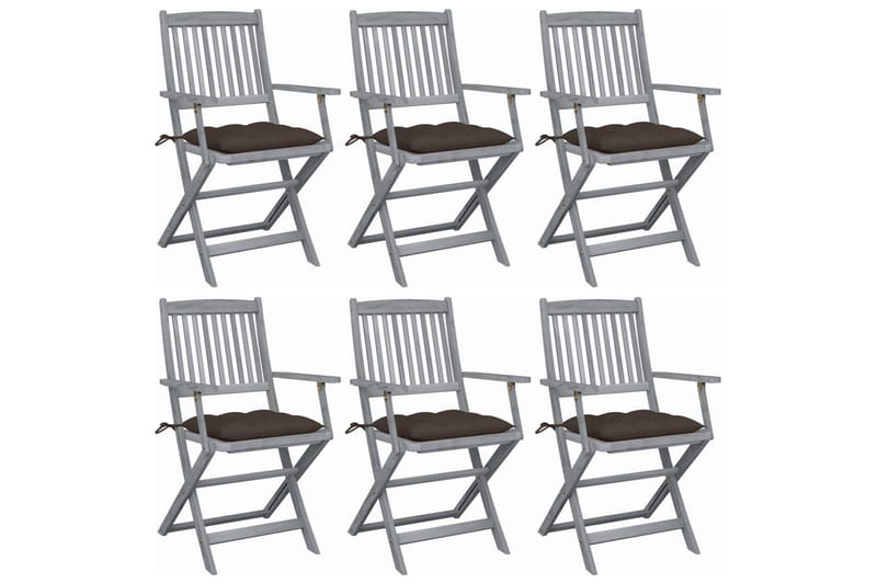 Foldbare Havestole 6 Stk. Med Hynder massivt Akacietræ - Havemøbler - Balkon - Balkonmøbler - Altanstole