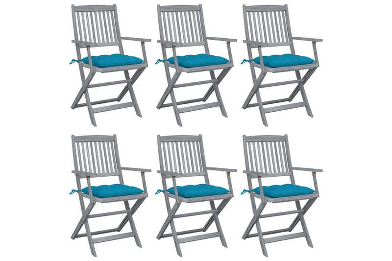 Foldbare Havestole 6 Stk. Med Hynder massivt Akacietræ - Havemøbler - Balkon - Balkonmøbler - Altanstole