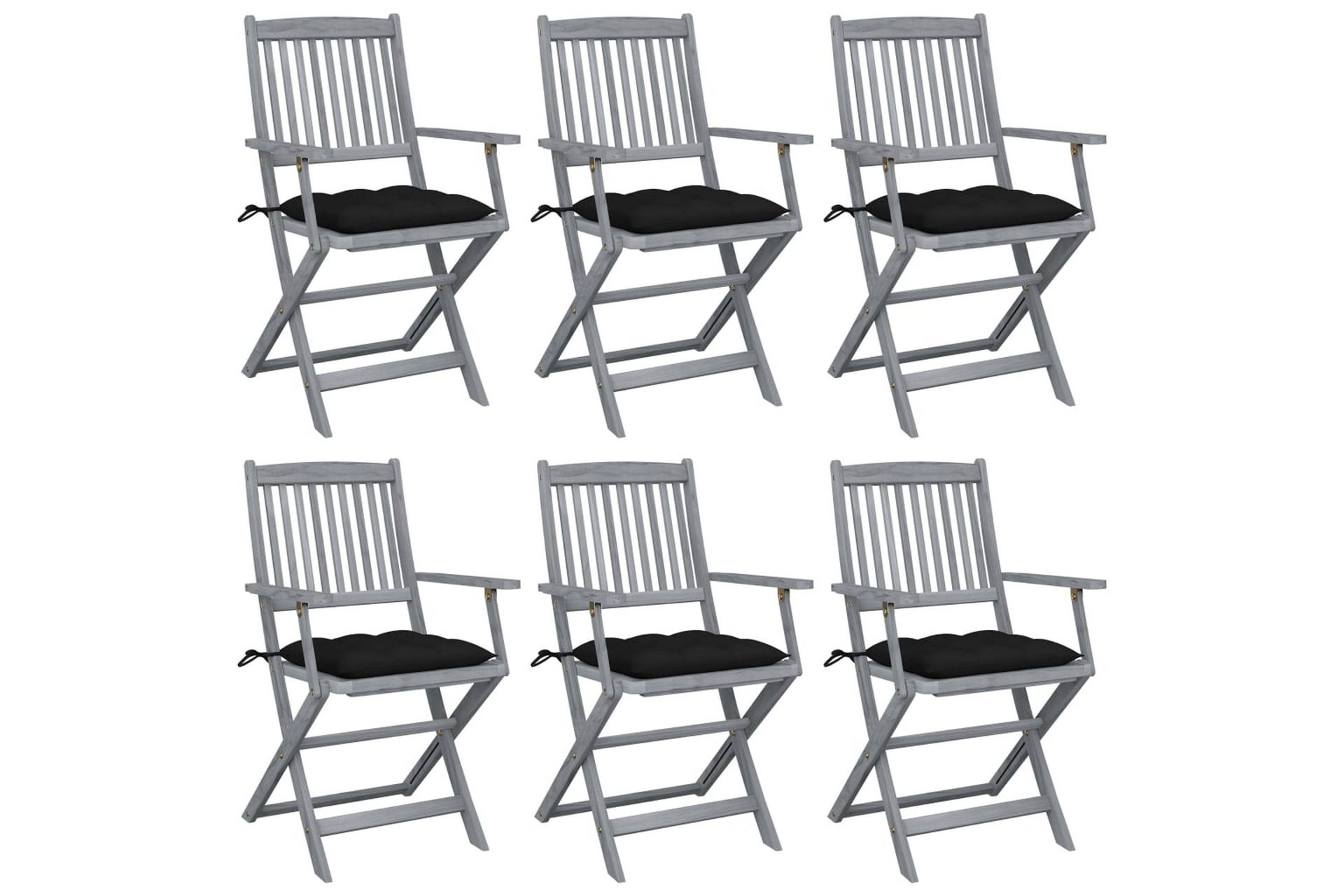 Foldbare Havestole 6 Stk. Med Hynder massivt Akacietræ - Havemøbler - Balkon - Balkonmøbler - Altanstole