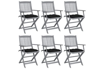 Foldbare Havestole 6 Stk. Med Hynder massivt Akacietræ - Havemøbler - Balkon - Balkonmøbler - Altanstole