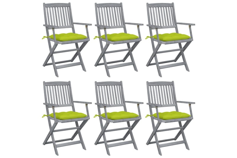 Foldbare Havestole 6 Stk. Med Hynder massivt Akacietræ - Havemøbler - Balkon - Balkonmøbler - Altanstole