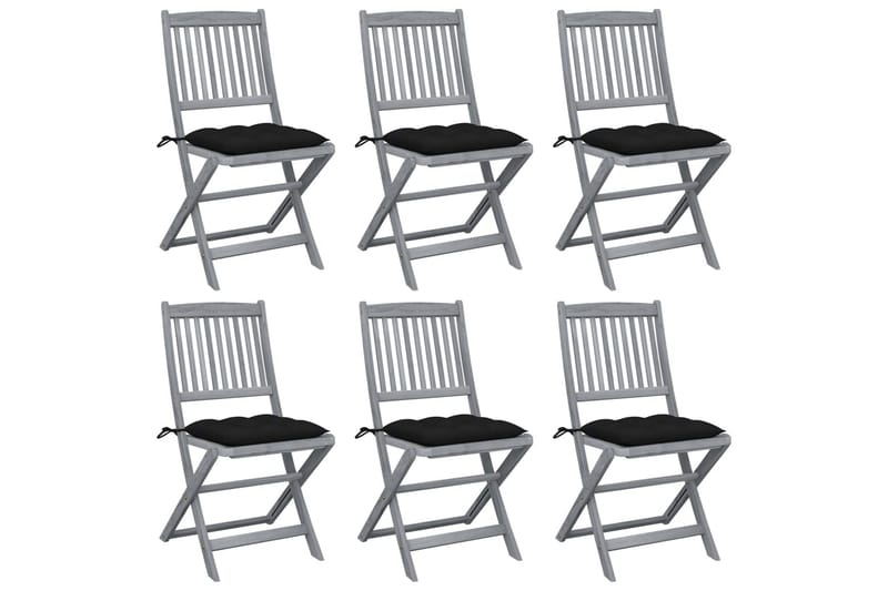 Foldbare Havestole 6 Stk. Med Hynder massivt Akacietræ - Havemøbler - Balkon - Balkonmøbler - Altanstole