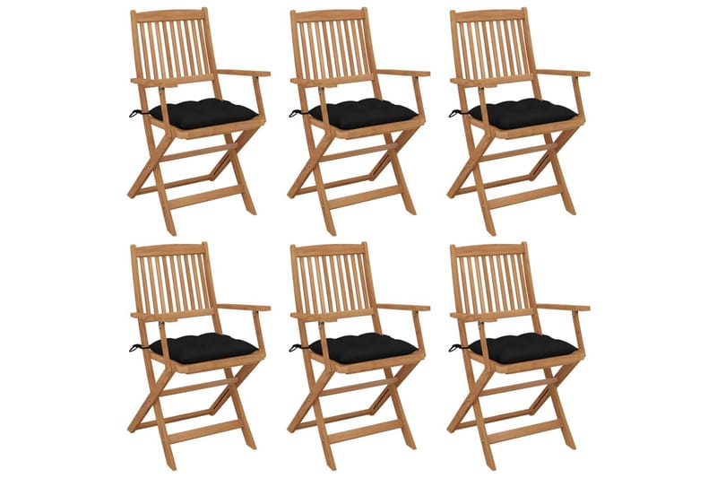 Foldbare Havestole 6 Stk. Med Hynder massivt Akacietræ - Havemøbler - Balkon - Balkonmøbler - Altanstole