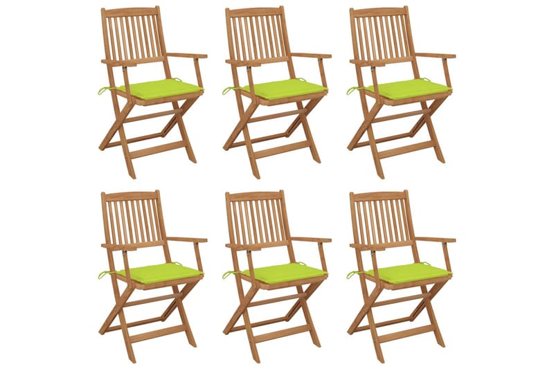 Foldbare Havestole 6 Stk. Med Hynder massivt Akacietræ - Havemøbler - Balkon - Balkonmøbler - Altanstole