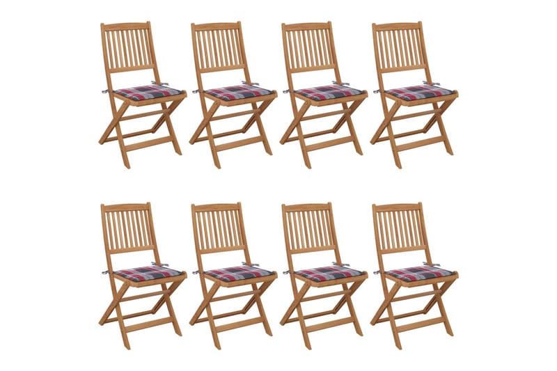 foldbare havestole 8 stk. med hynder massivt akacietræ - Brun - Havemøbler - Balkon - Balkonmøbler - Altanstole