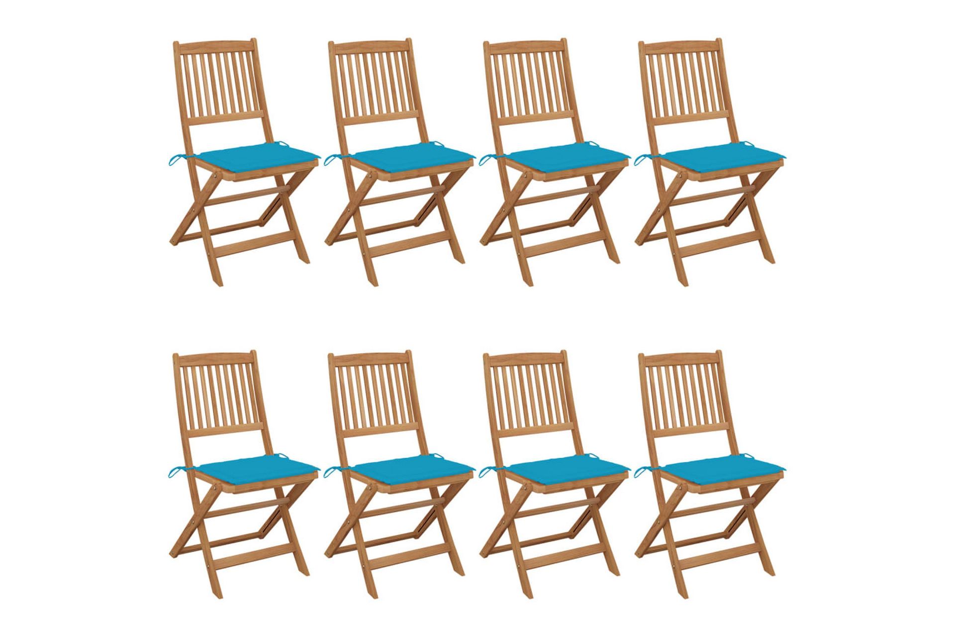 foldbare havestole 8 stk. med hynder massivt akacietræ - Brun - Havemøbler - Balkon - Balkonmøbler - Altanstole