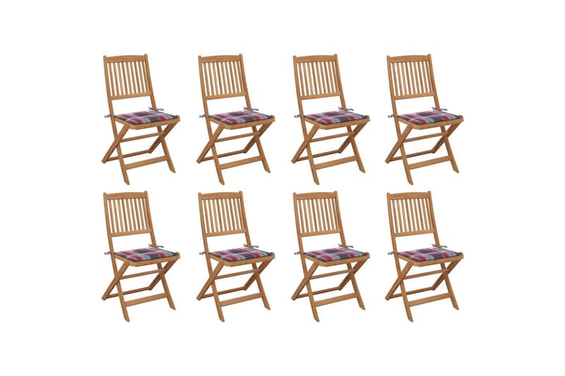 foldbare havestole 8 stk. med hynder massivt akacietræ - Brun - Havemøbler - Balkon - Balkonmøbler - Altanstole