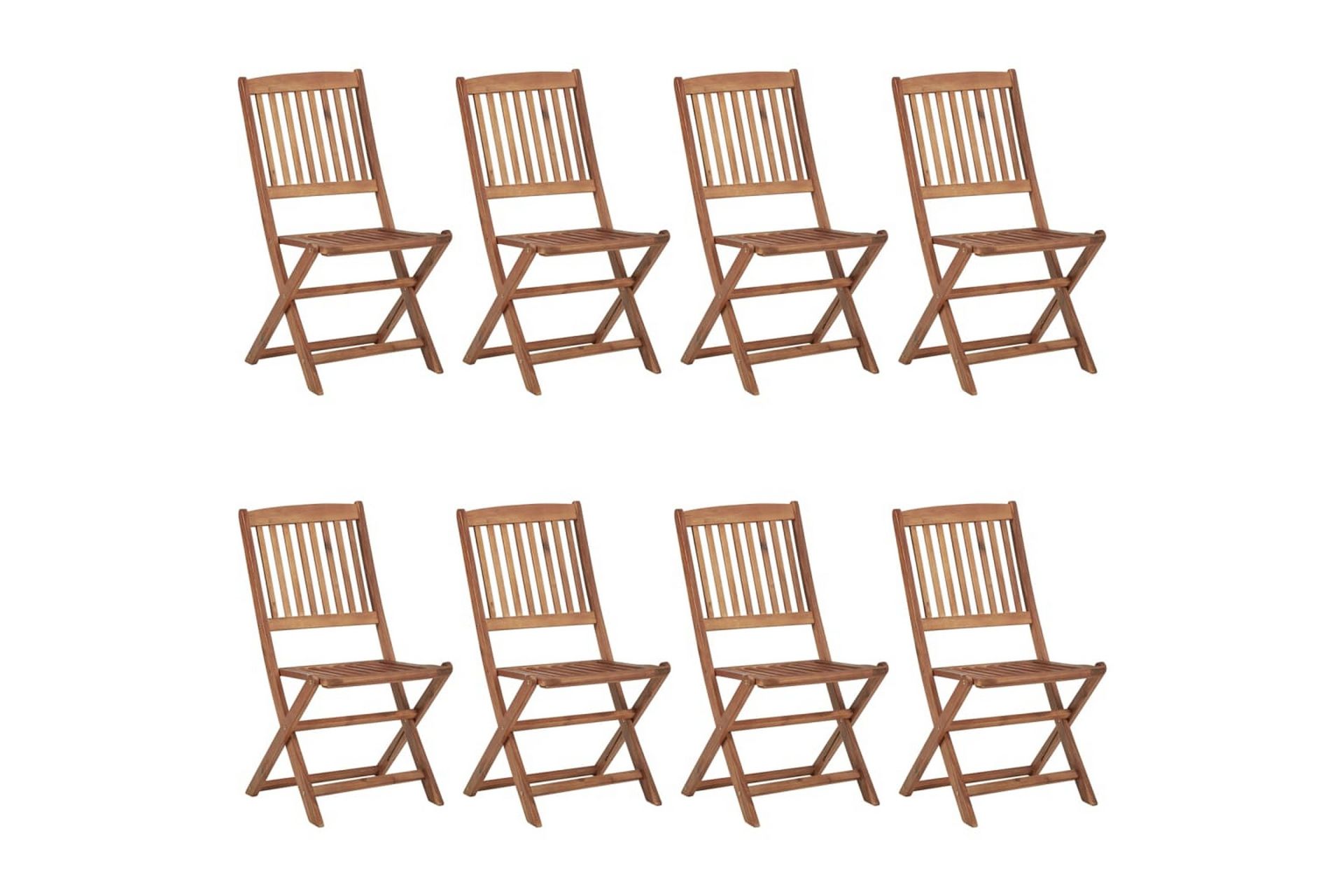 foldbare havestole 8 stk. med hynder massivt akacietræ - Brun - Havemøbler - Balkon - Balkonmøbler - Altanstole