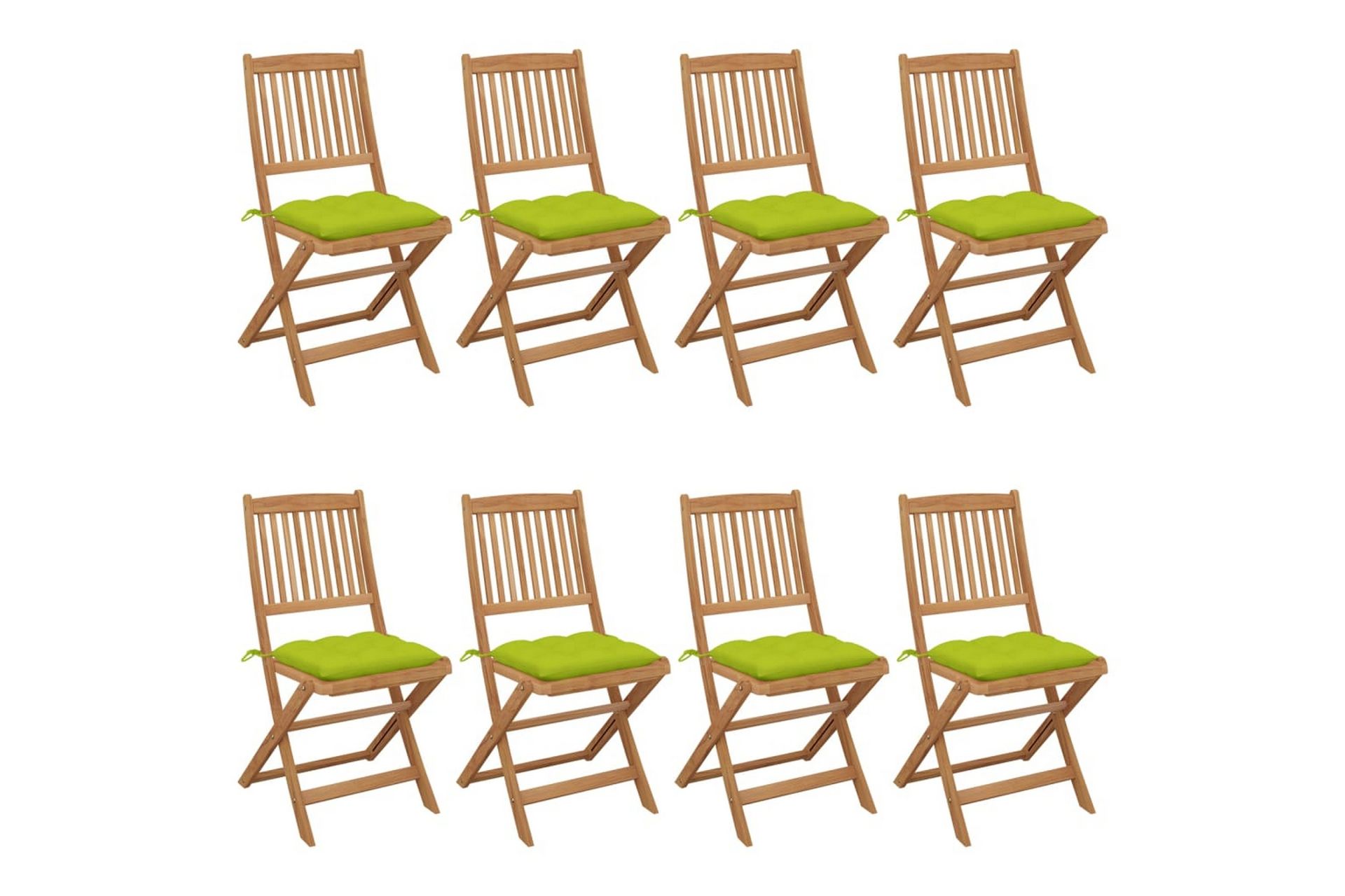 foldbare havestole 8 stk. med hynder massivt akacietræ - Brun - Havemøbler - Balkon - Balkonmøbler - Altanstole