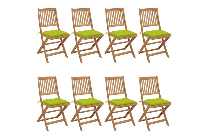 foldbare havestole 8 stk. med hynder massivt akacietræ - Brun - Havemøbler - Balkon - Balkonmøbler - Altanstole