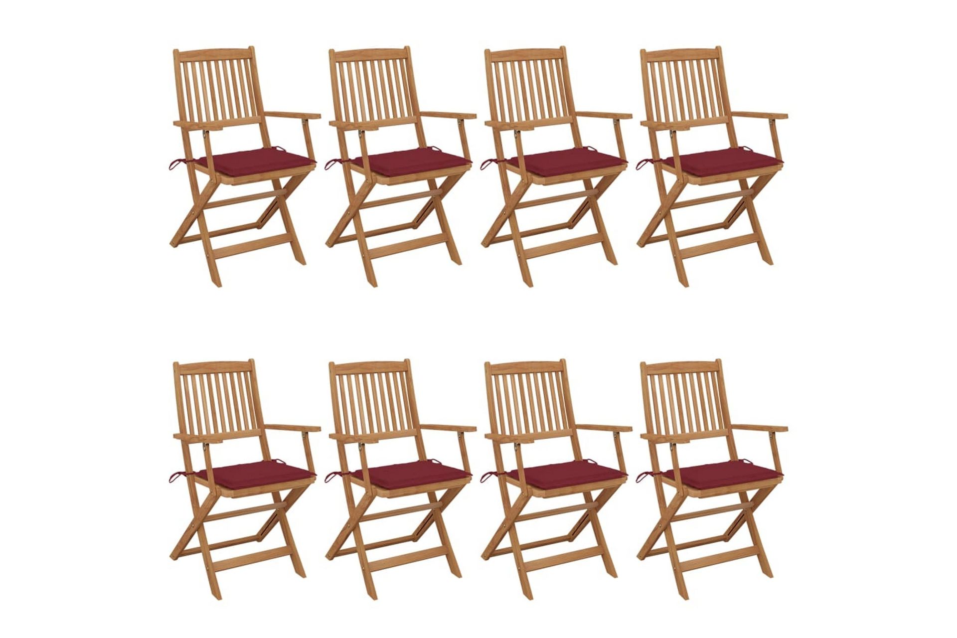 foldbare havestole 8 stk. med hynder massivt akacietræ - Brun - Havemøbler - Balkon - Balkonmøbler - Altanstole