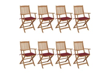 foldbare havestole 8 stk. med hynder massivt akacietræ - Brun - Havemøbler - Balkon - Balkonmøbler - Altanstole