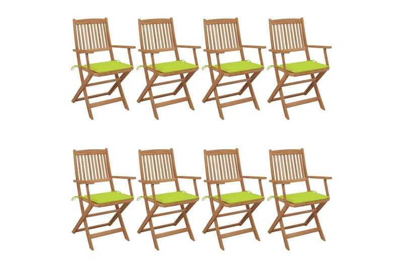 foldbare havestole 8 stk. med hynder massivt akacietræ - Brun - Havemøbler - Balkon - Balkonmøbler - Altanstole