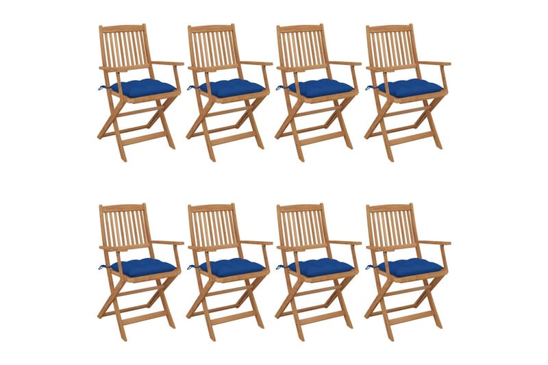 foldbare havestole 8 stk. med hynder massivt akacietræ - Brun - Havemøbler - Balkon - Balkonmøbler - Altanstole