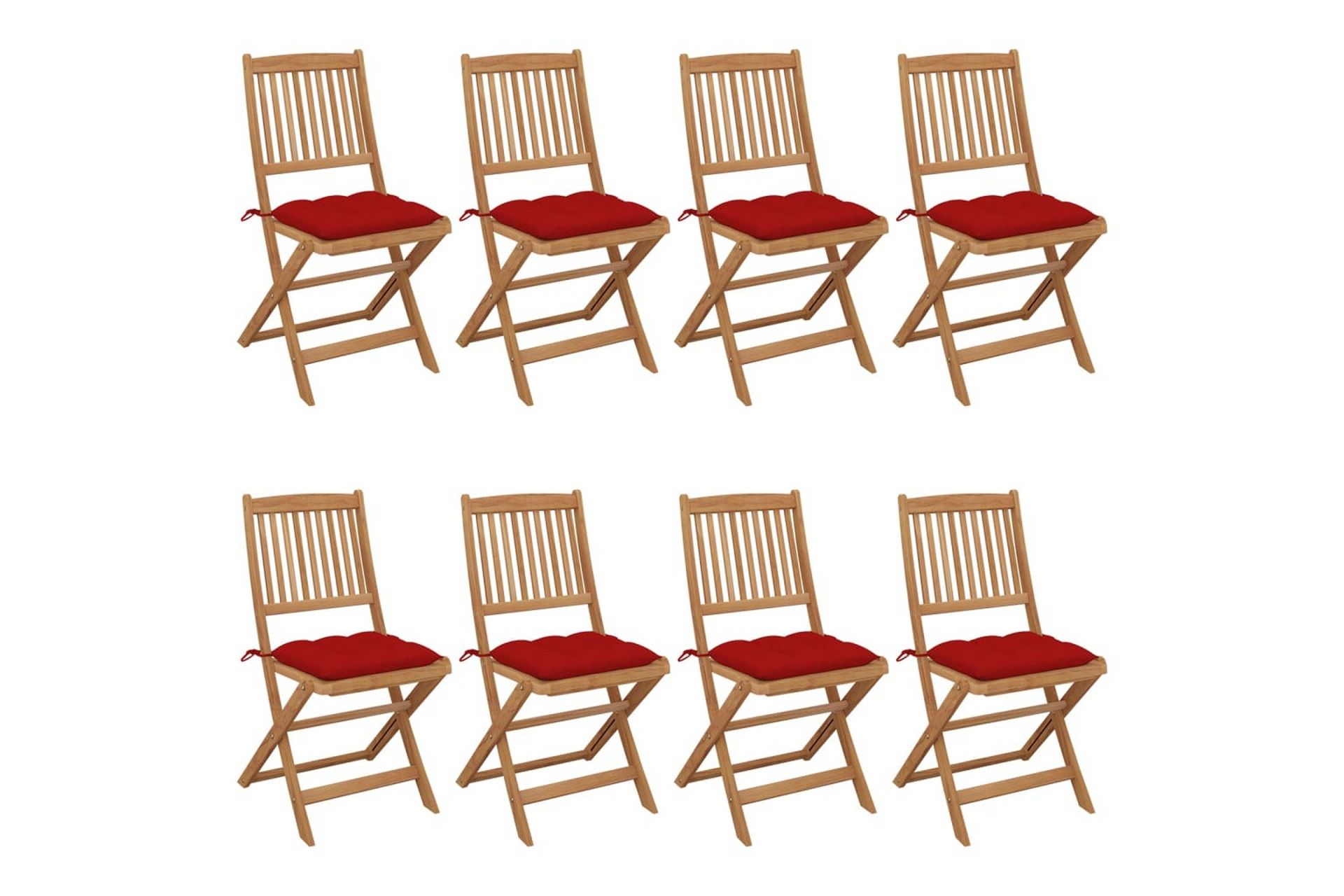 foldbare havestole 8 stk. med hynder massivt akacietræ - Brun - Havemøbler - Balkon - Balkonmøbler - Altanstole