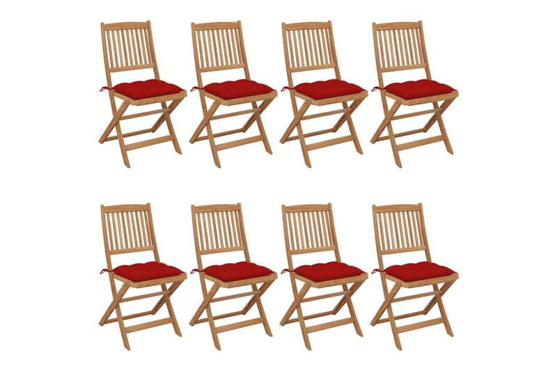 foldbare havestole 8 stk. med hynder massivt akacietræ - Brun - Havemøbler - Balkon - Balkonmøbler - Altanstole