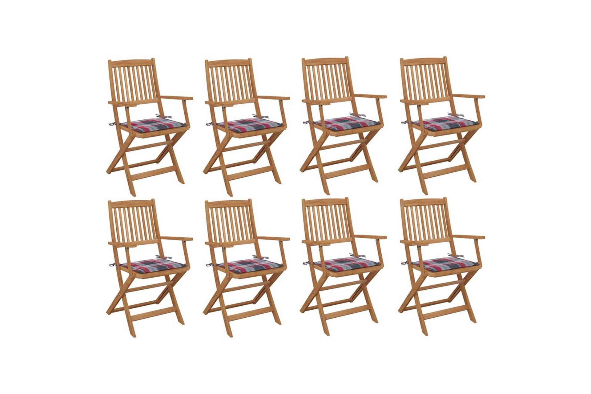 foldbare havestole 8 stk. med hynder massivt akacietræ - Brun - Havemøbler - Balkon - Balkonmøbler - Altanstole