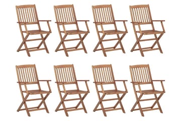 foldbare havestole 8 stk. med hynder massivt akacietræ - Brun - Havemøbler - Balkon - Balkonmøbler - Altanstole