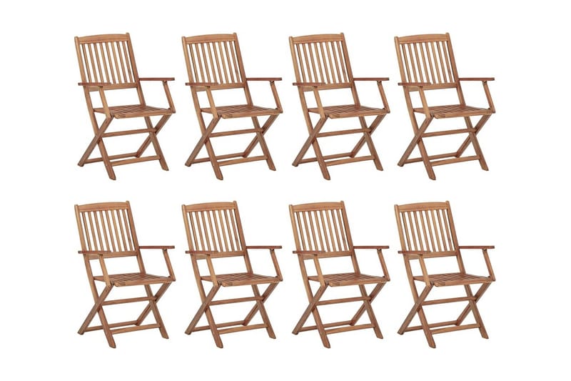 foldbare havestole 8 stk. med hynder massivt akacietræ - Brun - Havemøbler - Balkon - Balkonmøbler - Altanstole