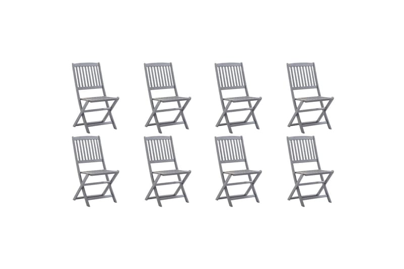foldbare havestole 8 stk. med hynder massivt akacietræ - Grå - Havemøbler - Balkon - Balkonmøbler - Altanstole