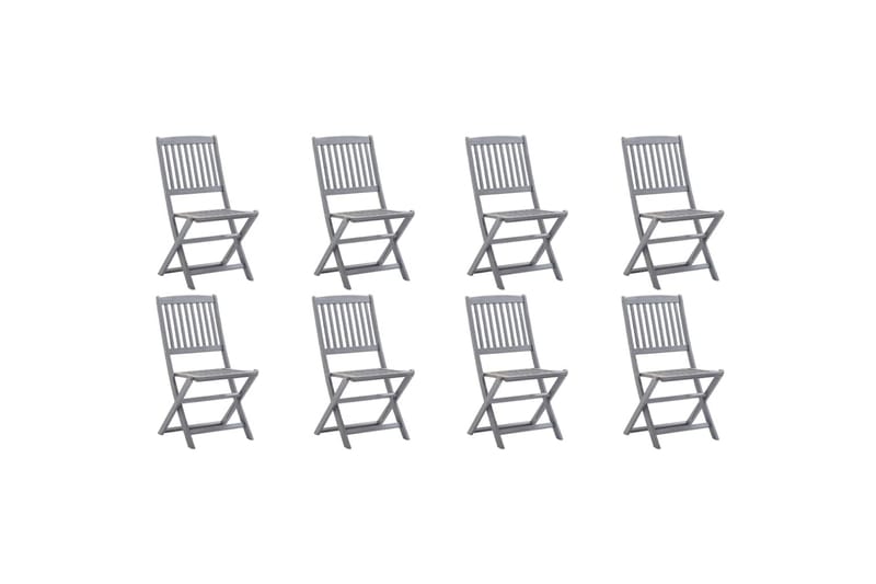 foldbare havestole 8 stk. med hynder massivt akacietræ - Grå - Spisebordsstole udendørs - Altanstole