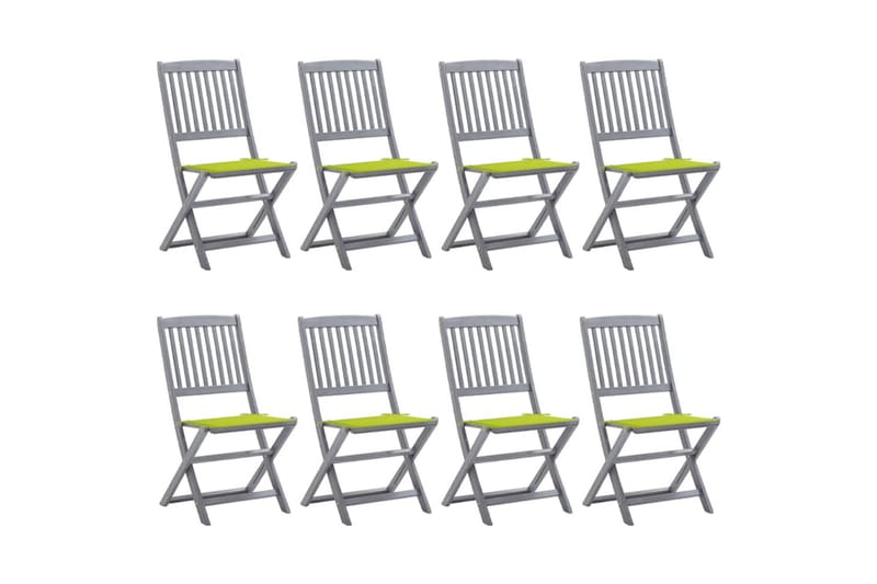 foldbare havestole 8 stk. med hynder massivt akacietræ - Grå - Havemøbler - Balkon - Balkonmøbler - Altanstole
